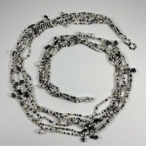 Artisan Handmade Crafted Black White Seed Bead Quartz Hematite Layered Necklace